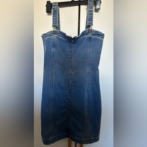FOREVER 21 Women’s Denim Dress With Adjustable Suspenders Above the Knee Size S
